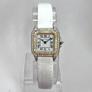CARTIER PANTHERE 23mm Quartz 2 Tone 0.88TCW DIAMOND Watch White Dial